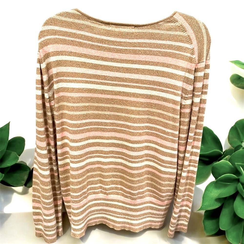Liz Claiborne Vintage Pink Striped Relaxed Ribbed Blouse EUC - Picture 12 of 15